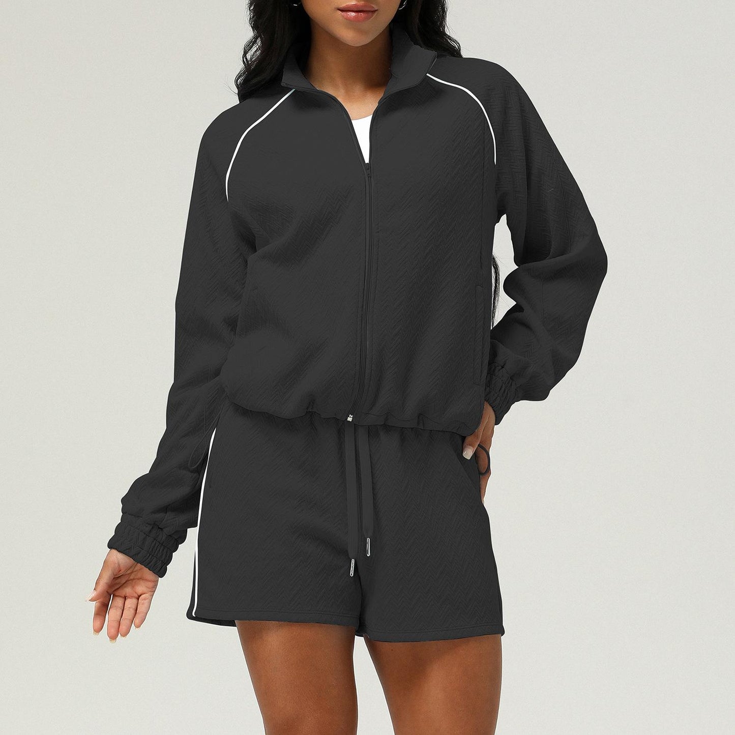 Lounge Set mit Shorts und Zipper