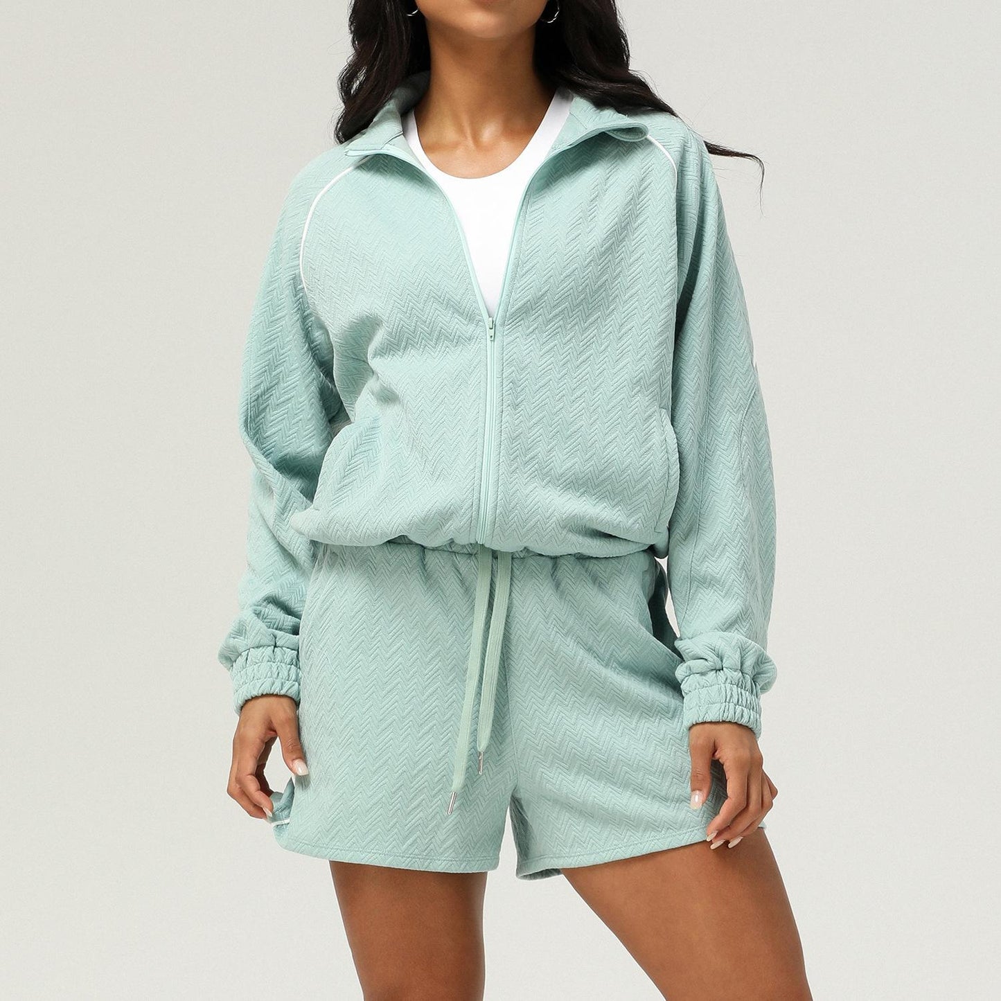 Lounge Set mit Shorts und Zipper