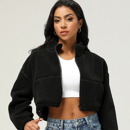 Flauschige Crop-Jacke