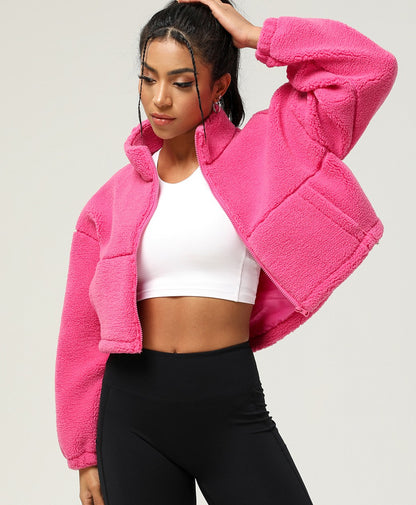 Flauschige Crop-Jacke