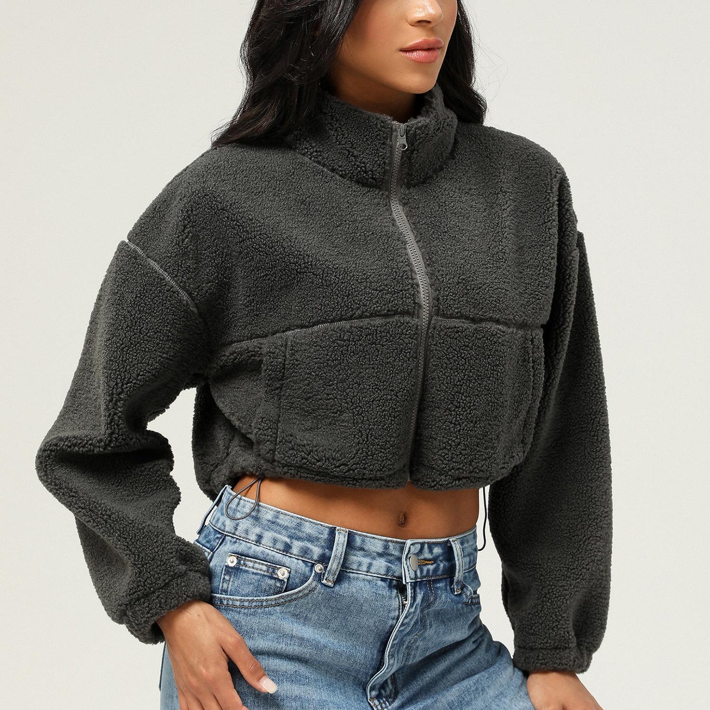Flauschige Crop-Jacke