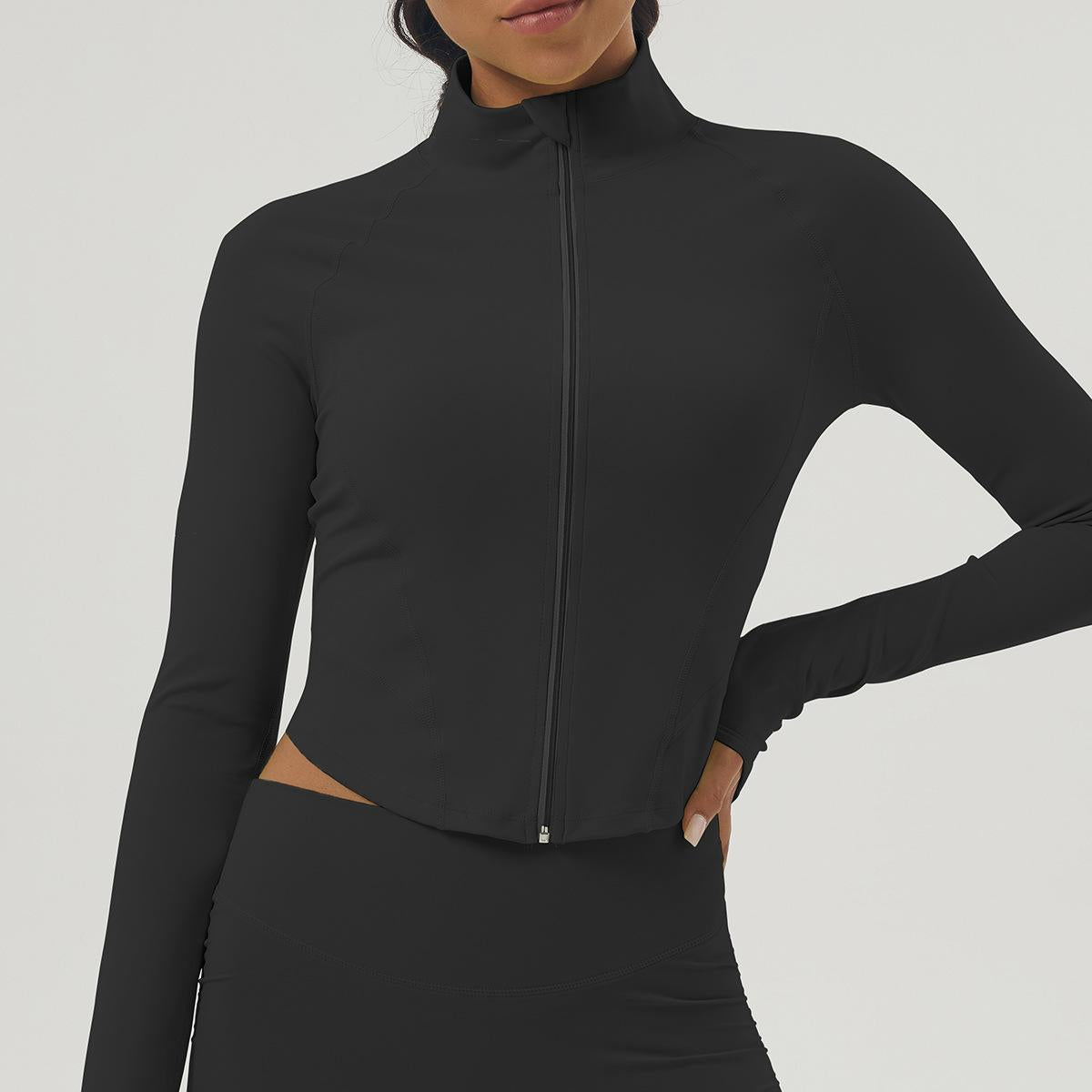 Fitnessjacke Slimfit Turtleneck