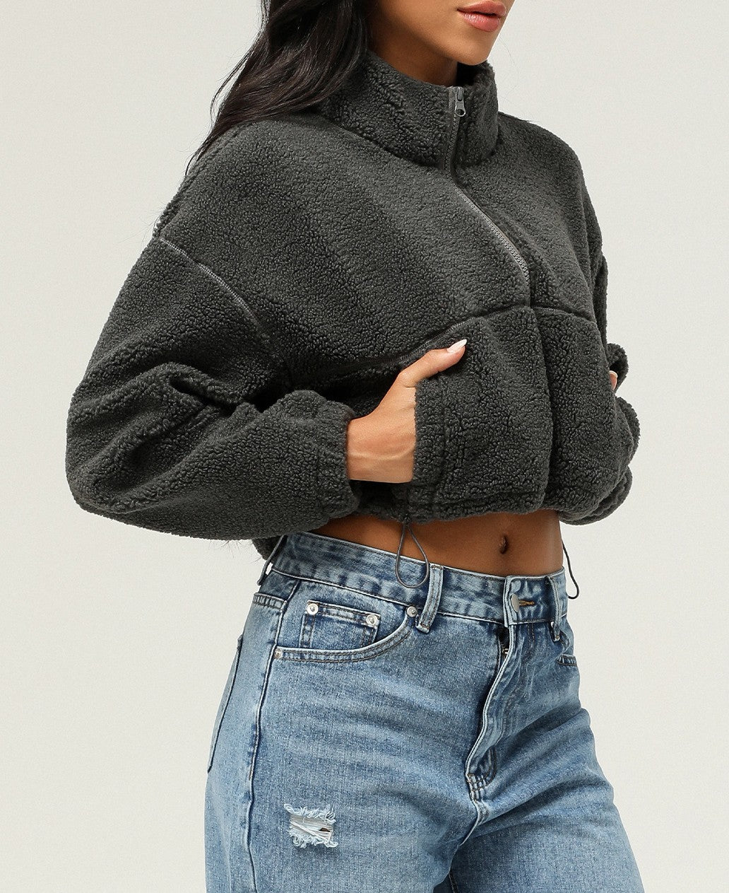 Flauschige Crop-Jacke