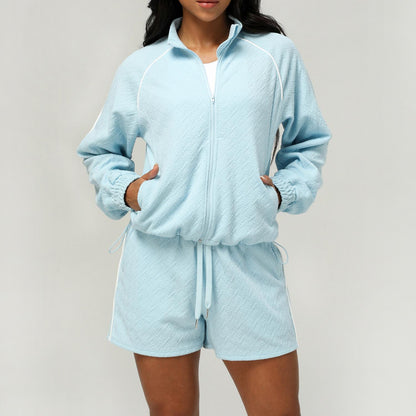 Lounge Set mit Shorts und Zipper
