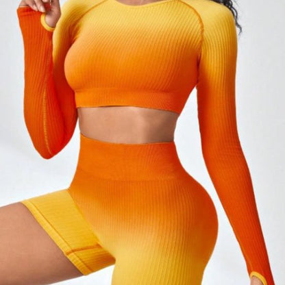 Fitness Set Longsleeve mit Rückenausschnitt