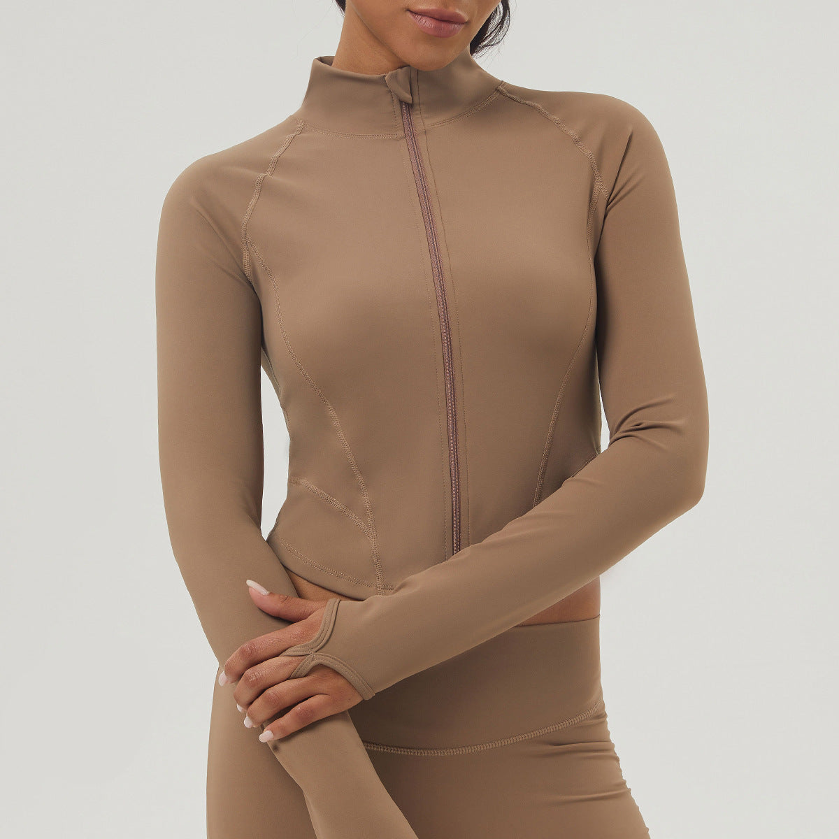 Fitnessjacke Slimfit Turtleneck