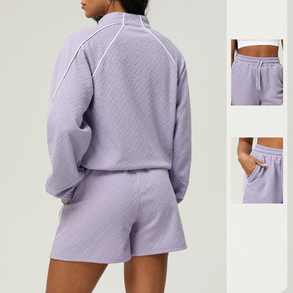 Lounge Set mit Shorts und Zipper