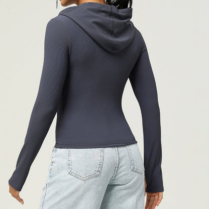 Fitnessjacke Slimfit mit Kapuze