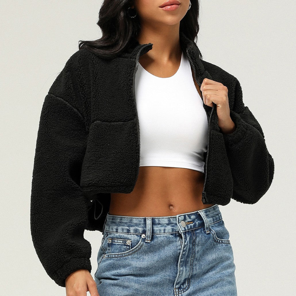 Flauschige Crop-Jacke