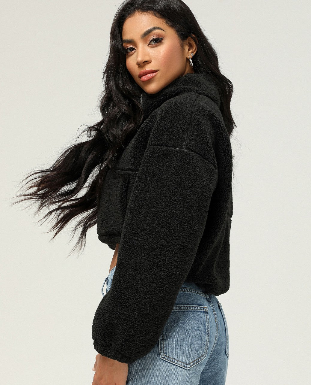 Flauschige Crop-Jacke